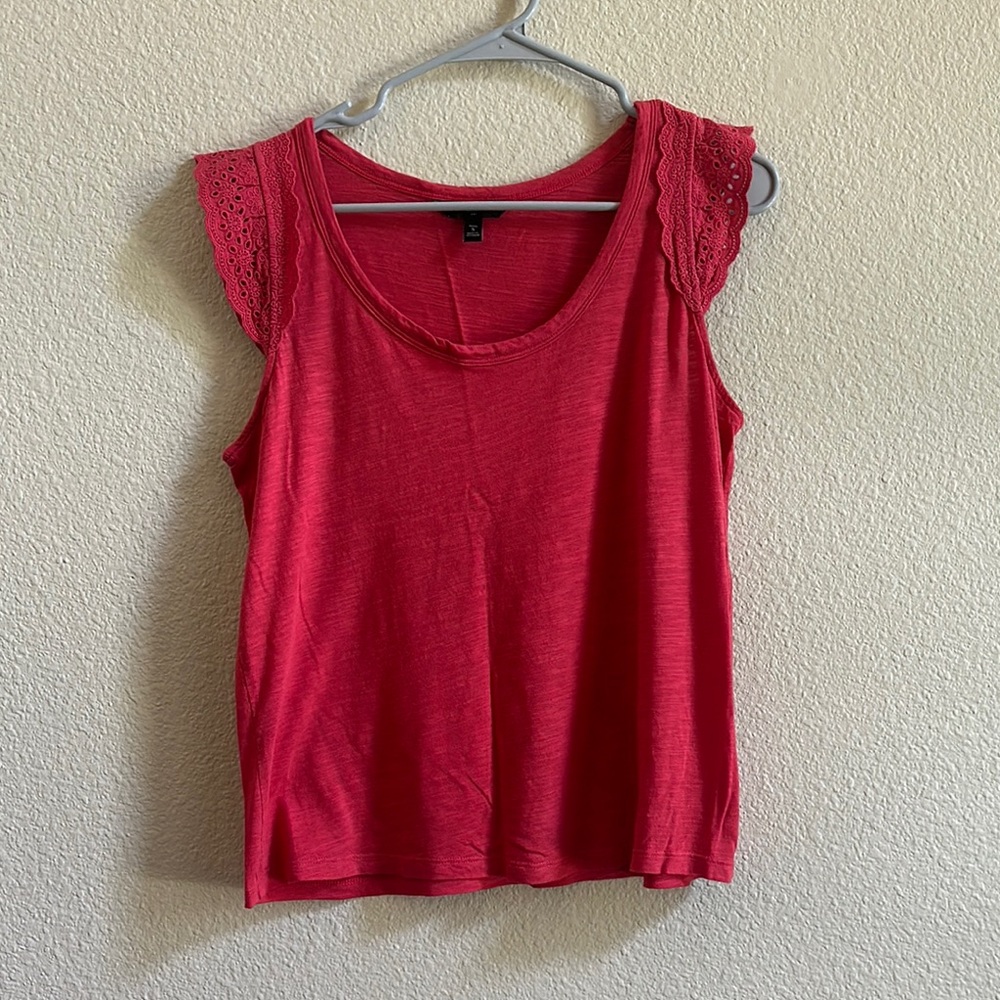 Banana Republic Red Lace Trim Top